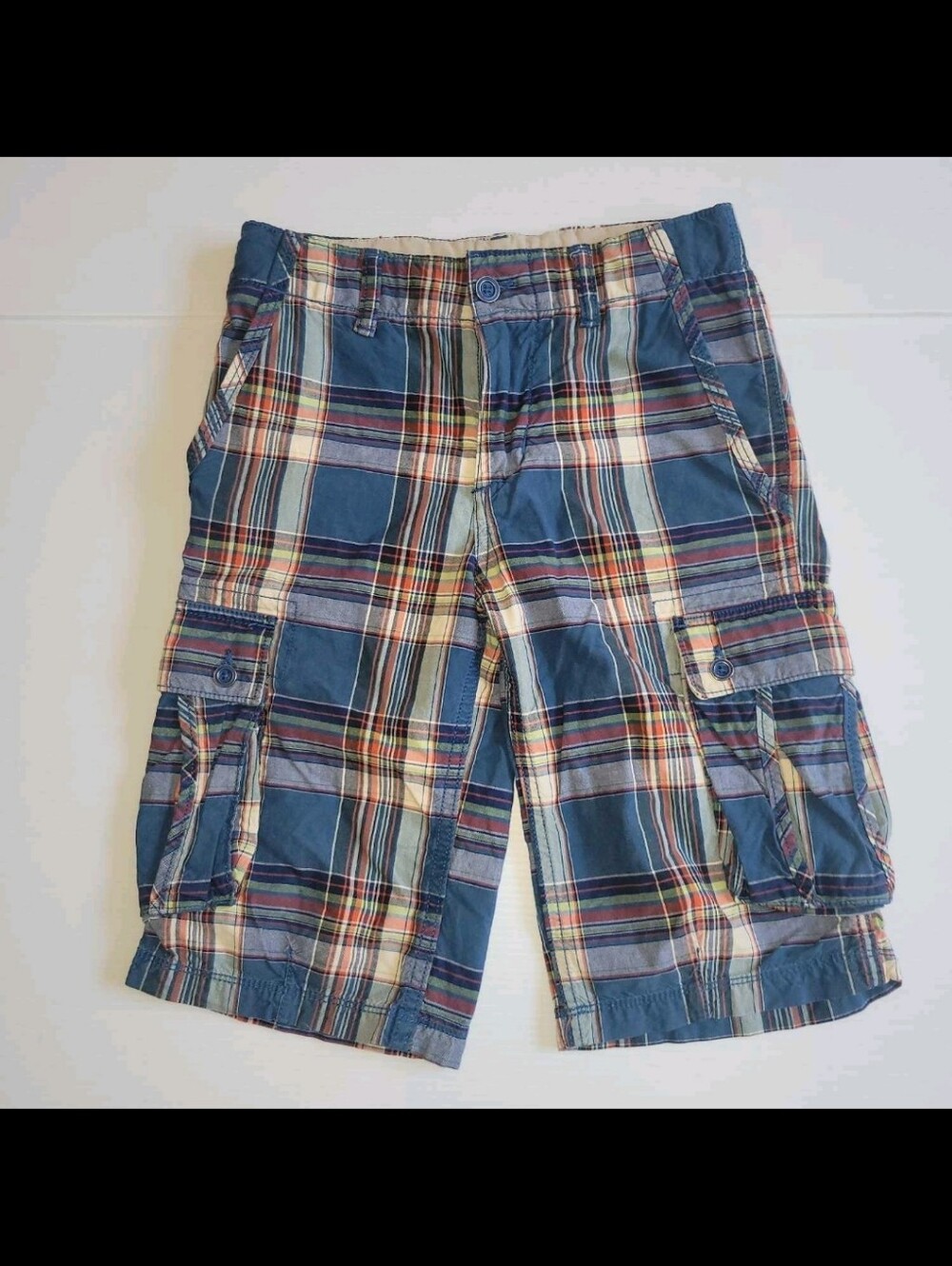 GAP Boys Blue Plaid Ranger Cargo Shorts size 14